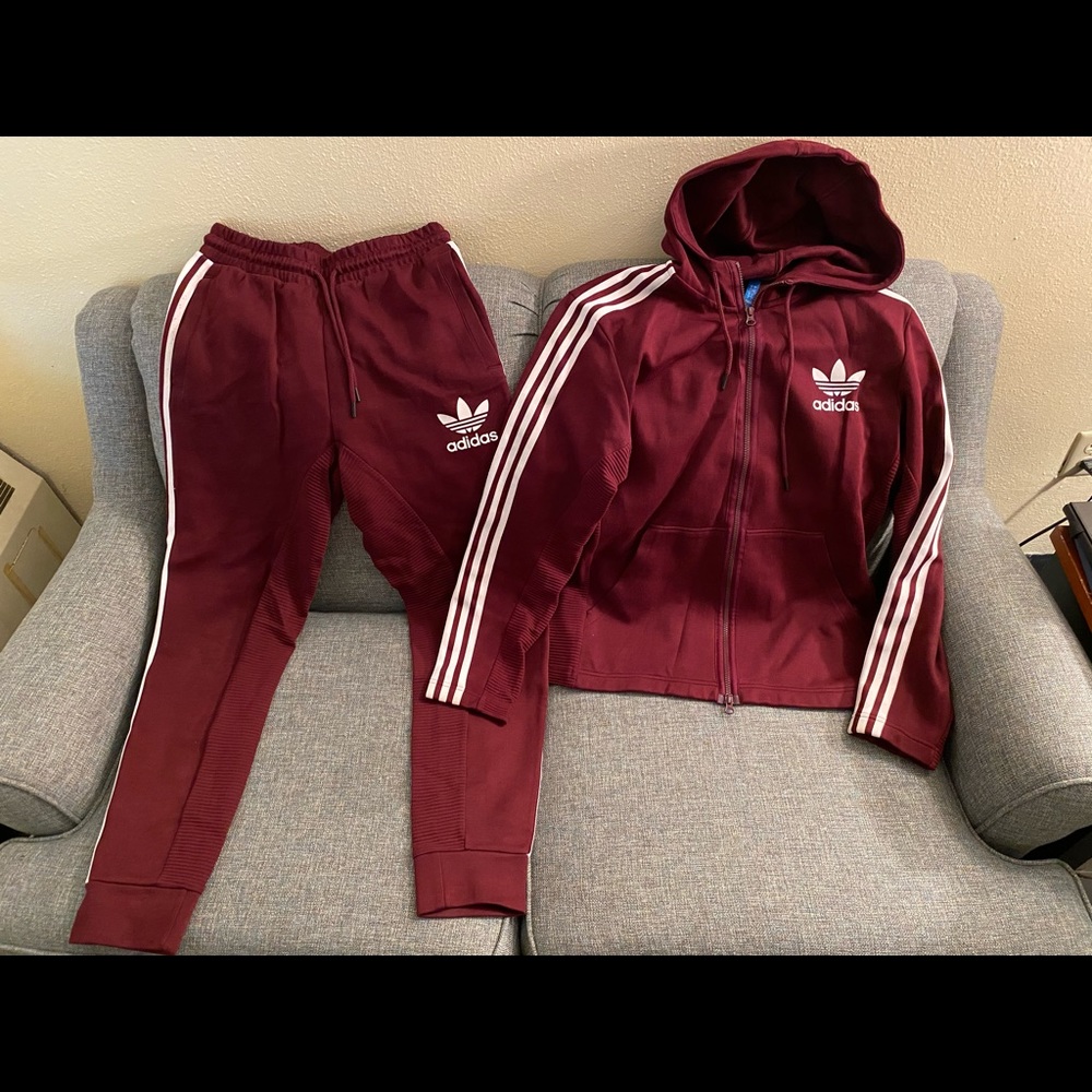 Adidas Maroon Sweat Suit (Size M/L)